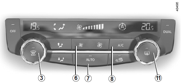 Renault Kadjar. KLIMAANLAGE MIT REGELAUTOMATIK: Bedienelement A