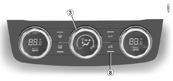 Renault Kadjar. KLIMAANLAGE MIT REGELAUTOMATIK: Bedienelement B