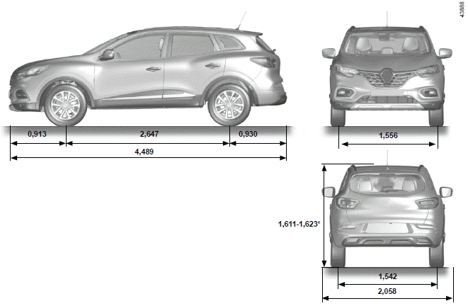 Renault Kadjar. FAHRZEUGABMESSUNGEN (in Metern)