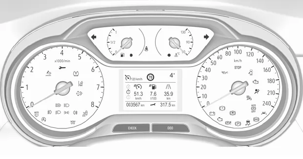 Opel Grandland X. Warnleuchten, Anzeige-Instrumente, Kontrollleuchten