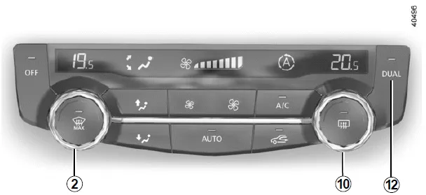 Renault Kadjar. KLIMAANLAGE MIT REGELAUTOMATIK: Bedienelement A